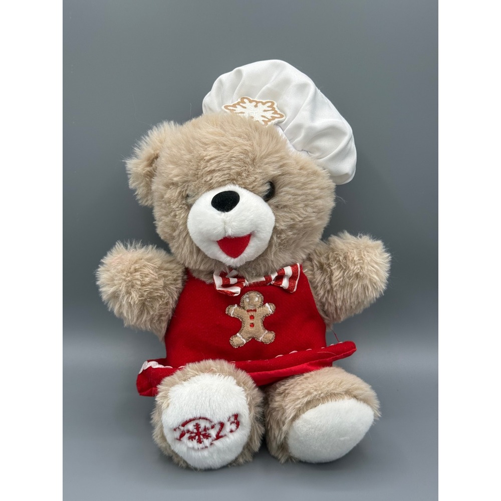 Snowflake‎ Teddy 2023 Christmas Chef Bear Plush Tan Red Gingerbread Man 11 inch